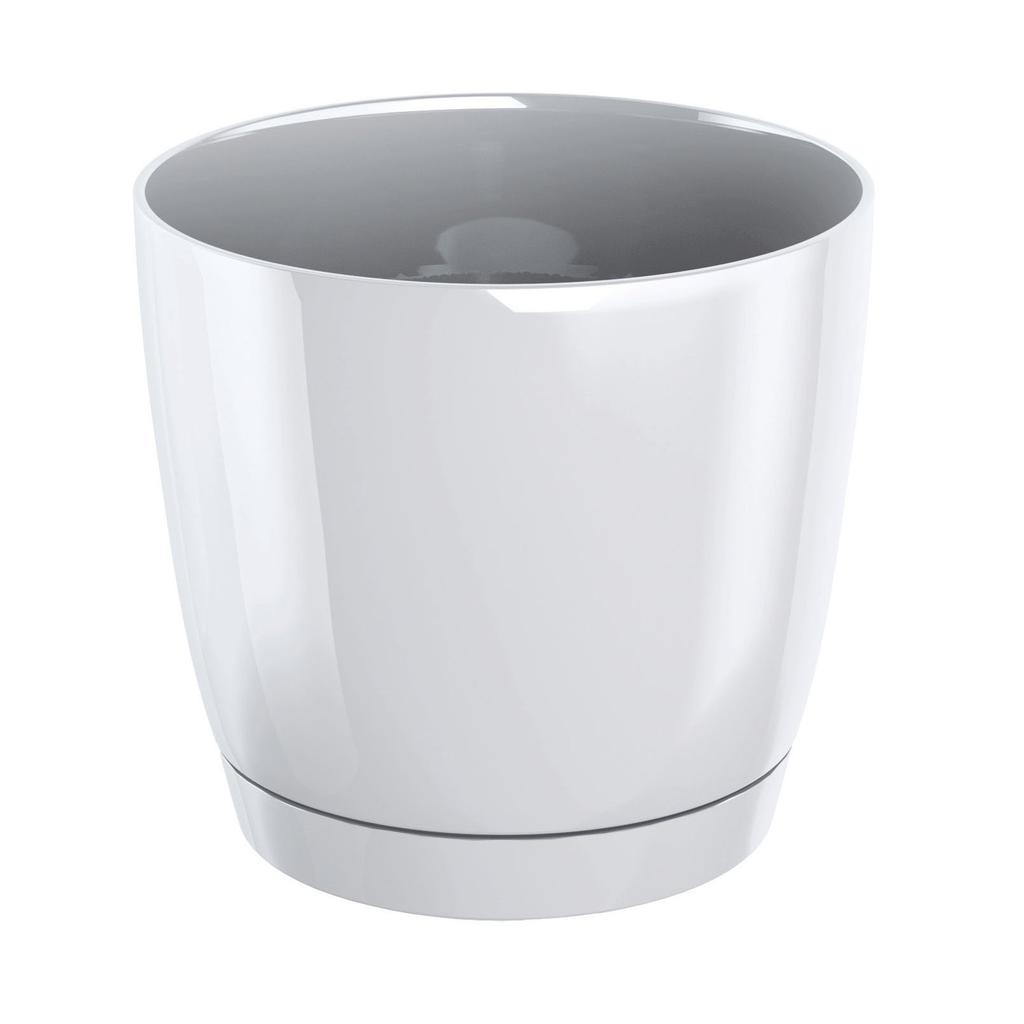 Round white flowerpot with saucer 155x142cm Coubi