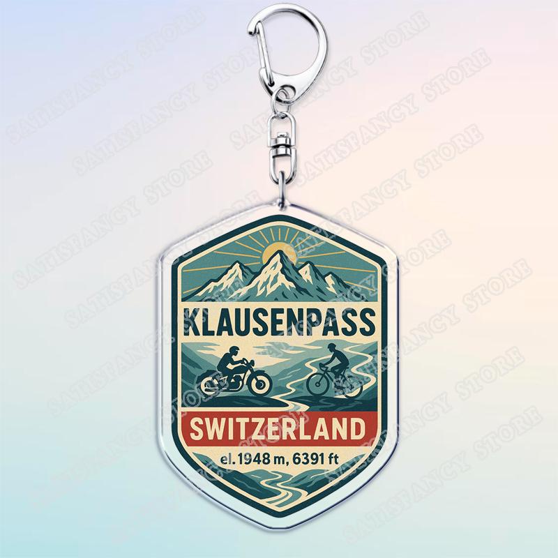 Zwitserland Klausenpas Sleutelhanger voor Accessoires Wegmotor Bergpas Sleutelhanger Sieraden Fans Vrienden Cadeaus gray