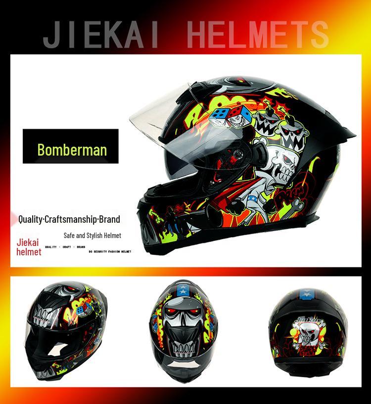 Jiekai Full Face Motorcycle Helmet – Unisex, All-Season, Cool and Safe Racing Design