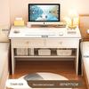 Compact Corner Computer Desk with Integrated Bookshelf & Vanity for Bedroom or Home Office