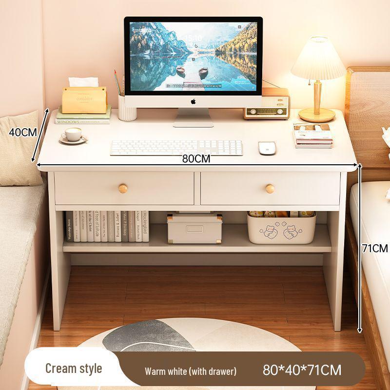 Compact Corner Computer Desk with Integrated Bookshelf & Vanity for Bedroom or Home Office