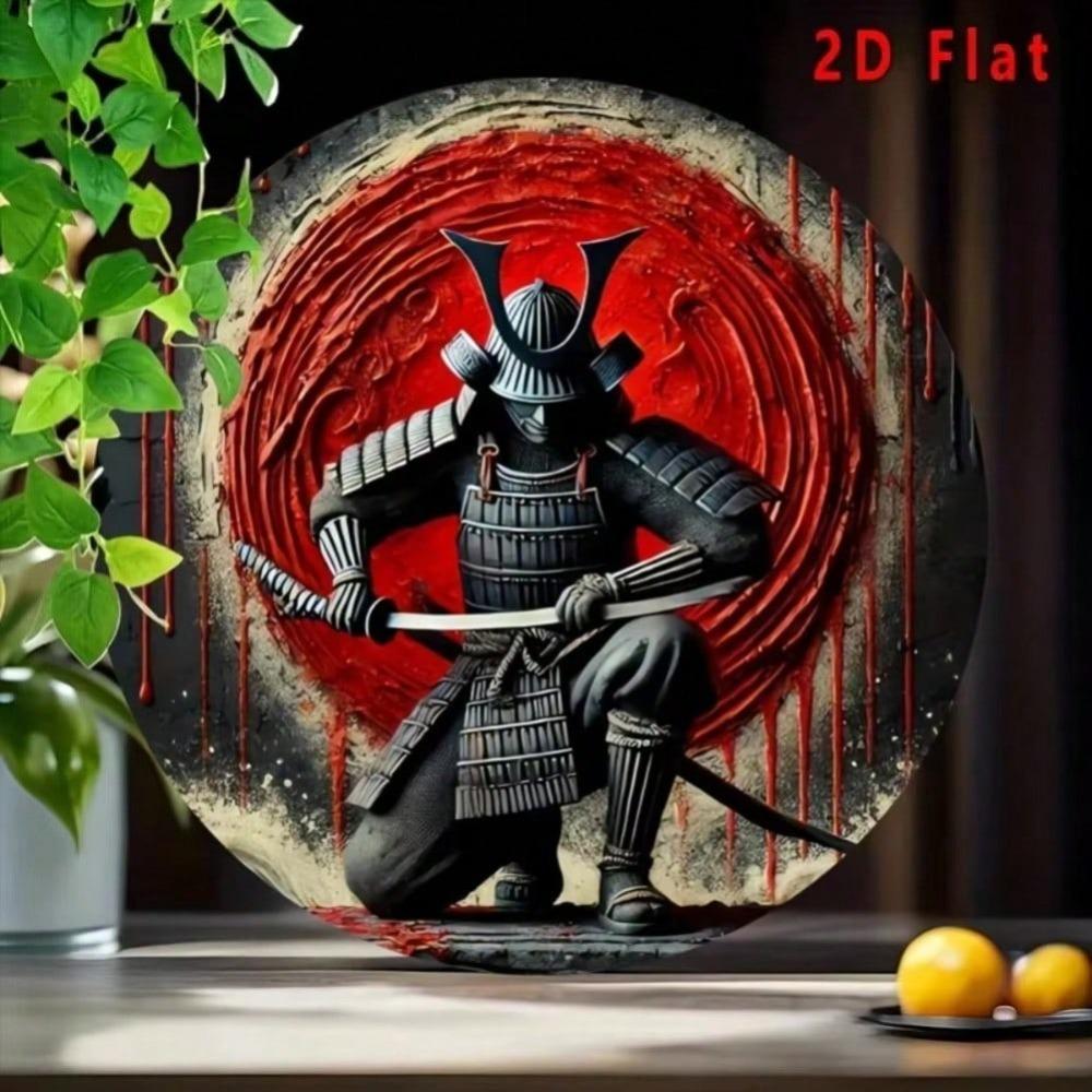 Retro Samurai Metal Tin Sign Waterproof Aluminum Wall Art for Home Cafe Garage Decor
