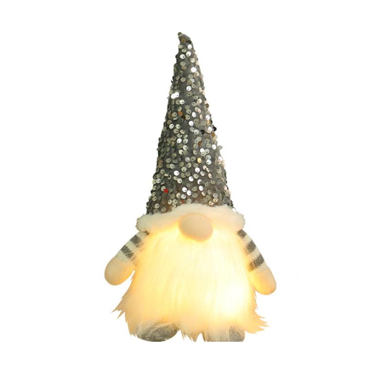 Glowing Gnome Christmas Xmas Light Up Doll Sequin Faceless Dwarf Led Decor