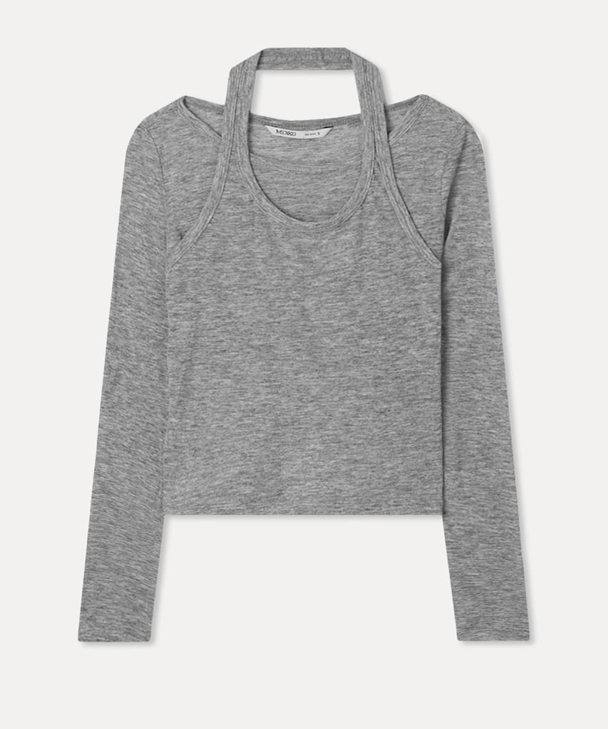 MIXXO Halter Neck See-Through Long Sleeve T-Shirt Re Lwf912C_Miwlwg31Qa