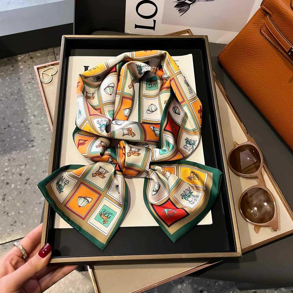Small Silk Scarf Women's Spring and Autumn Thin Korean Version Versatile Thin and Narrow Long Scarf Tied Hair Temperament Square Scarf with Suit Shirt