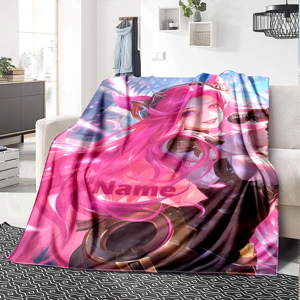 Custom Name League of Legends Theme Printed Blanket - Perfect for Couch, Bed, Travel & Outdoor Use | Machine Washable, Cozy & Durable.