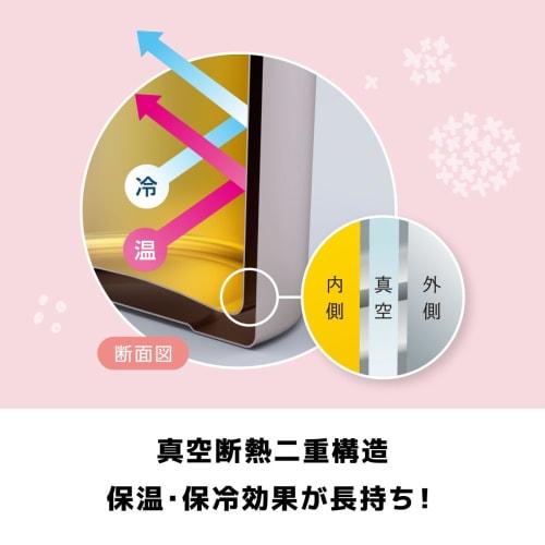 Atlas Water Bottle, 670ml/620ml Capacity, Insulated, Cold, and Hot, Lightweight, for Kids and Children, Includes Cup, 2-Way Storage, Pouch, Pink Beige