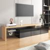 Modern TV Cabinet Design: Stylish Elegance, Practical Storage Space, High-Gloss Black, Wood Look, Glass Shelves, LED Lighting