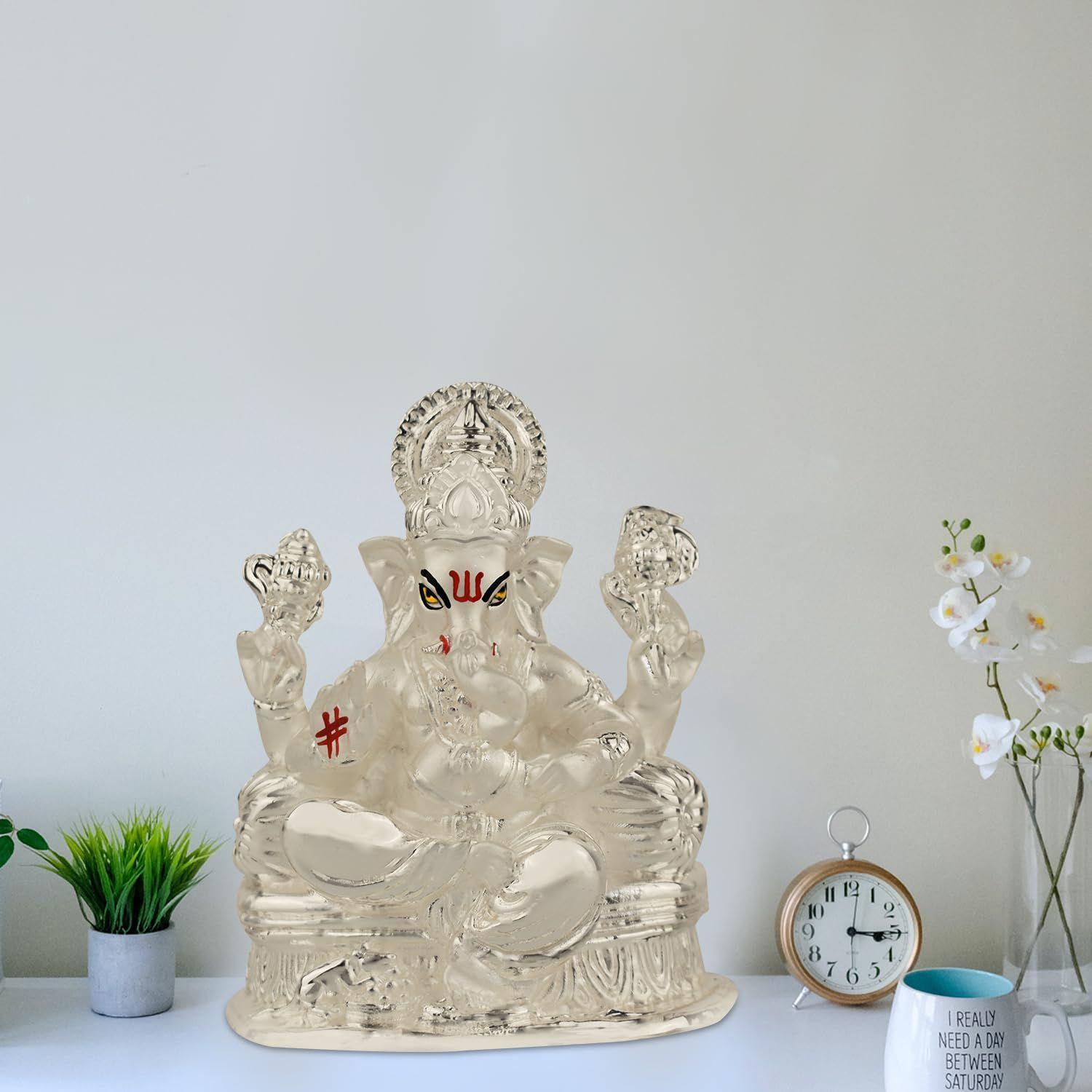 

Ganesha Idol for Home Decor Showpiece Statue of Lord Ganesha for Tabletop Murti for Puja Room, Festival Gift Ganpati Figurine for Prosperity, серебряный