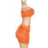 2 Piece Set  Skirt and Off Shoulder Bodysuit Top Orange Sexy Club Outfits Bodycon Dresses for Women Skirts Suits
