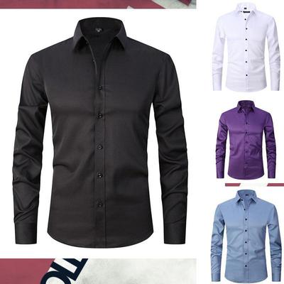Men's Slim Solid Color Long Sleeve Fashion Shirt