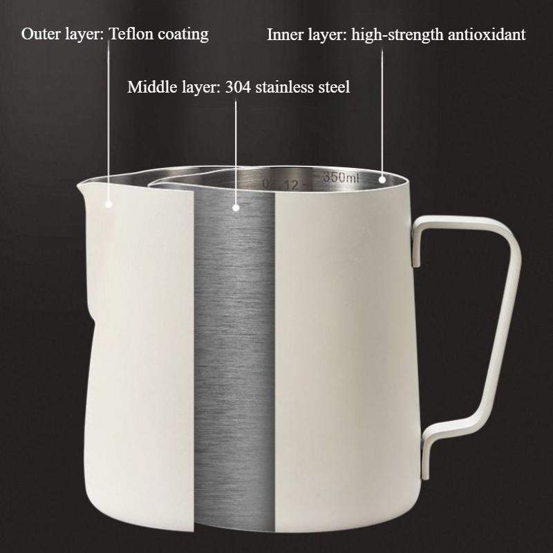 350/600ml Milk Frothing Jug Pitcher for Latte Art Coffee Cup with Scale Stainless Steel Espresso Barista Tool Coffee Accessories