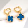 Womens Four Leaf Clover Earrings 18K Gold Plated Red Agate Luxury Fashion Jewelry