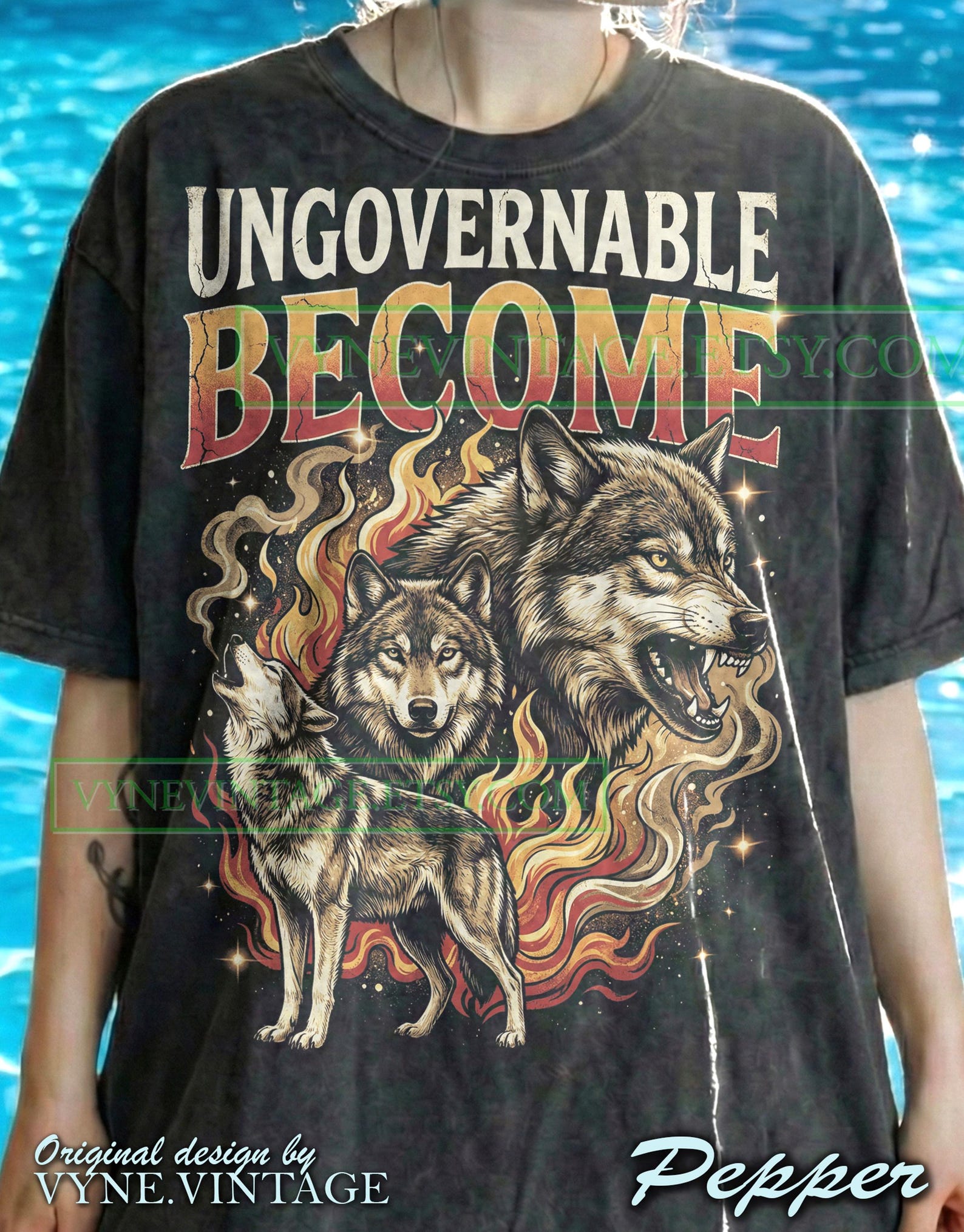 Become Ungovernable Wolf Comfort Colors® Tshirt, 90S Graphic Tees, Retro Fire Wolves Sweater, Edgy Streetwear Tanktop, Grunge Pack Meme XL