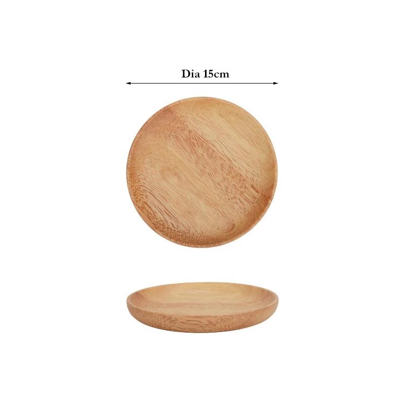 1Pc Wooden Plate Serving Tray Round Wood Cake Fruit Dessert Food Plate Snack Dish Sushi Appetizer Tray Kitchen Dishes Tableware