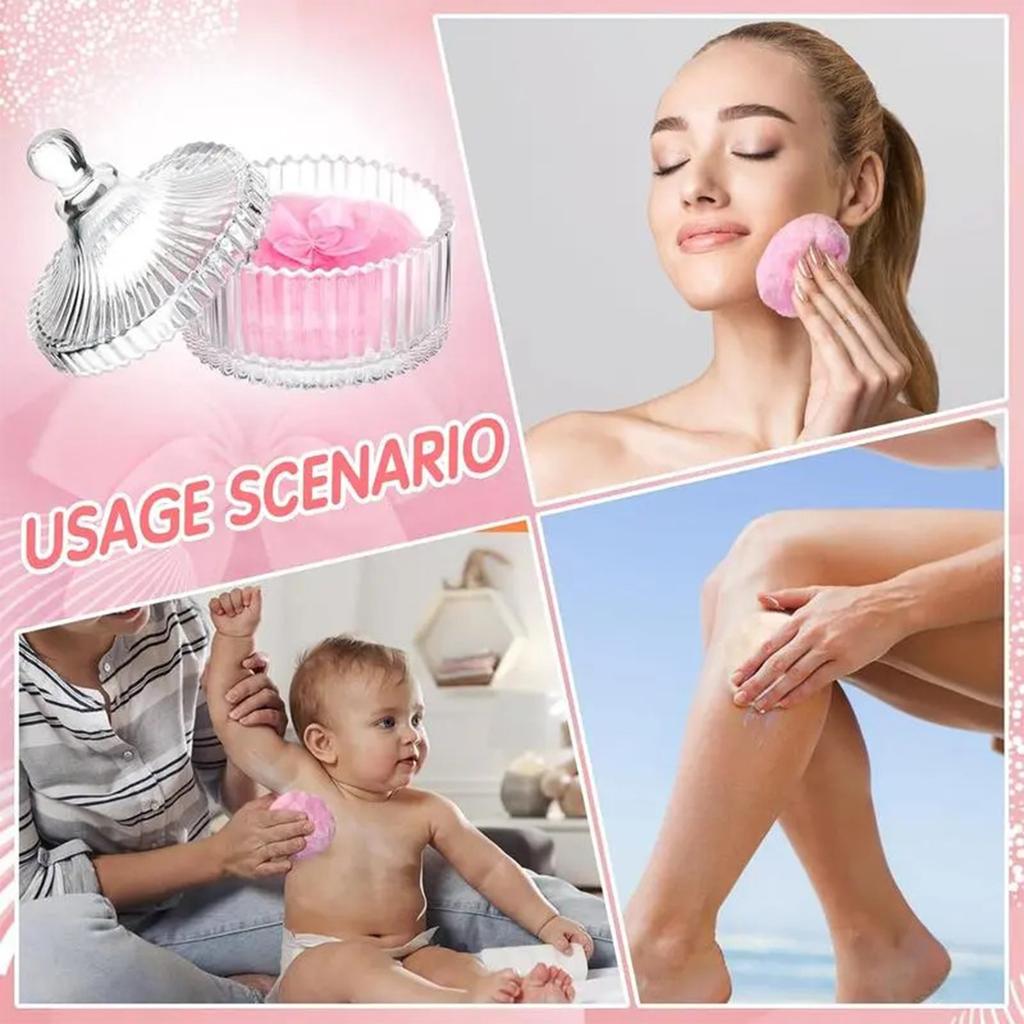 Body Powder Puff And Container,Dusting Powder Jar With Makeup Puff,Large Dusting Powder For Women Body Puff