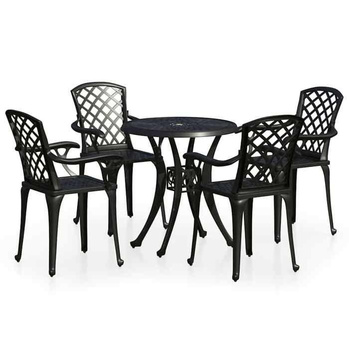 Exclusive House - 5 Pcs Bistro Set Cast Aluminum Black