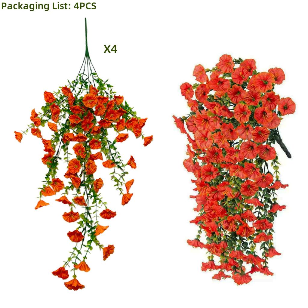 4PCS Hanging Artificial flowers -Eucalyptus Leaves Floral - Fake flowers Indoor/Outdoor Decor Garden -  Durable Plastic Florals