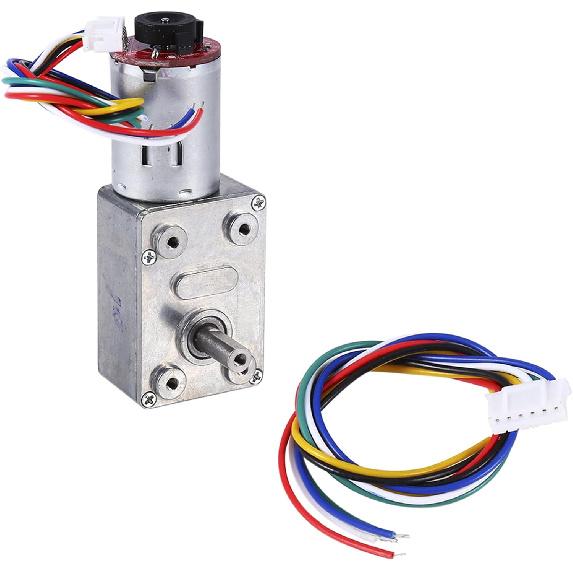 10RPM DC Worm Gear Motor 12V High Reduction High Dc Motor with Encoder Srong Self-Locking 6mm Output Shaft Gear Reduction Box Worm Gear Motor High