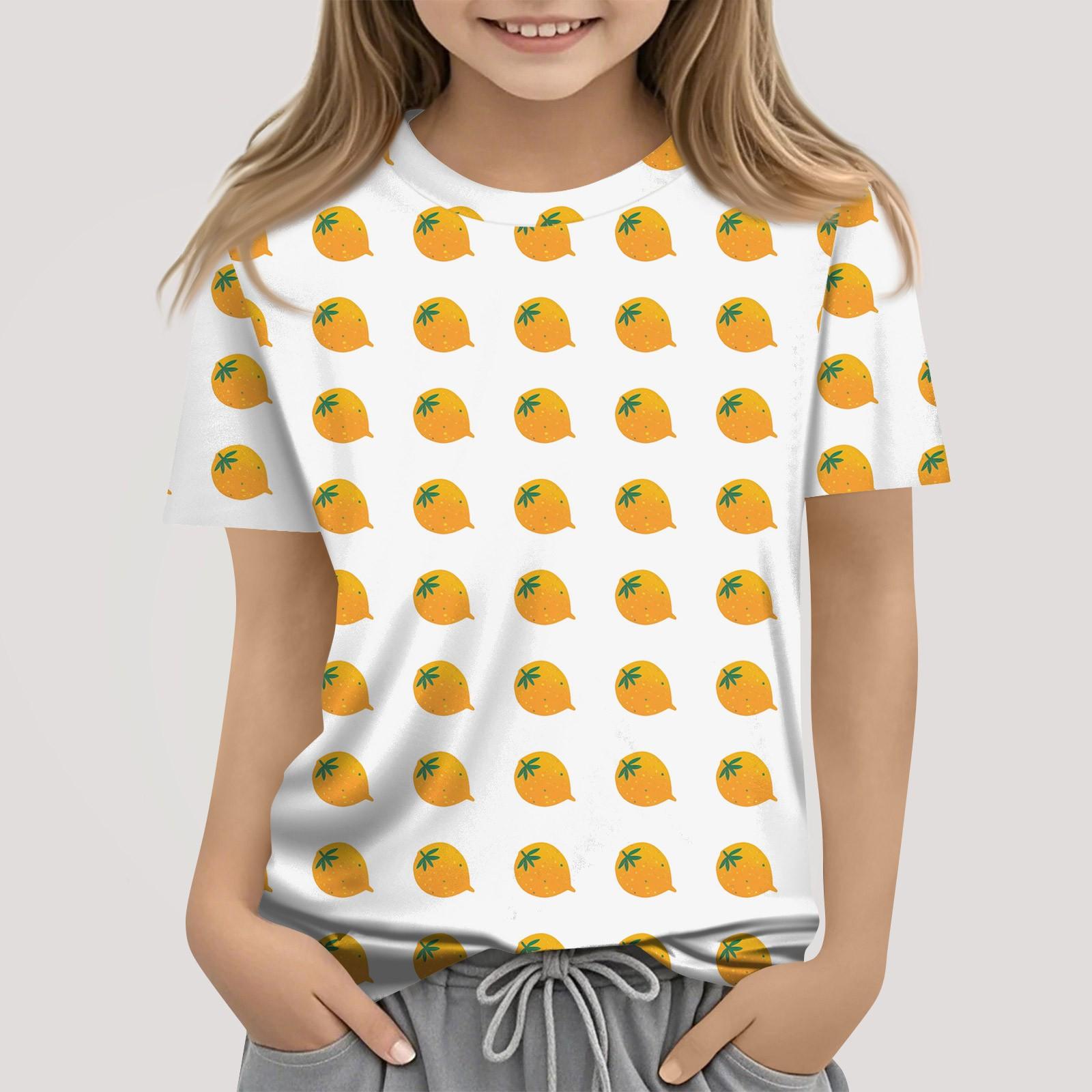 

Toddler Girl Boy T-Shirts Kids Top Boys And Girls Printed Short Sleeved T-shirt 150 шафрановий