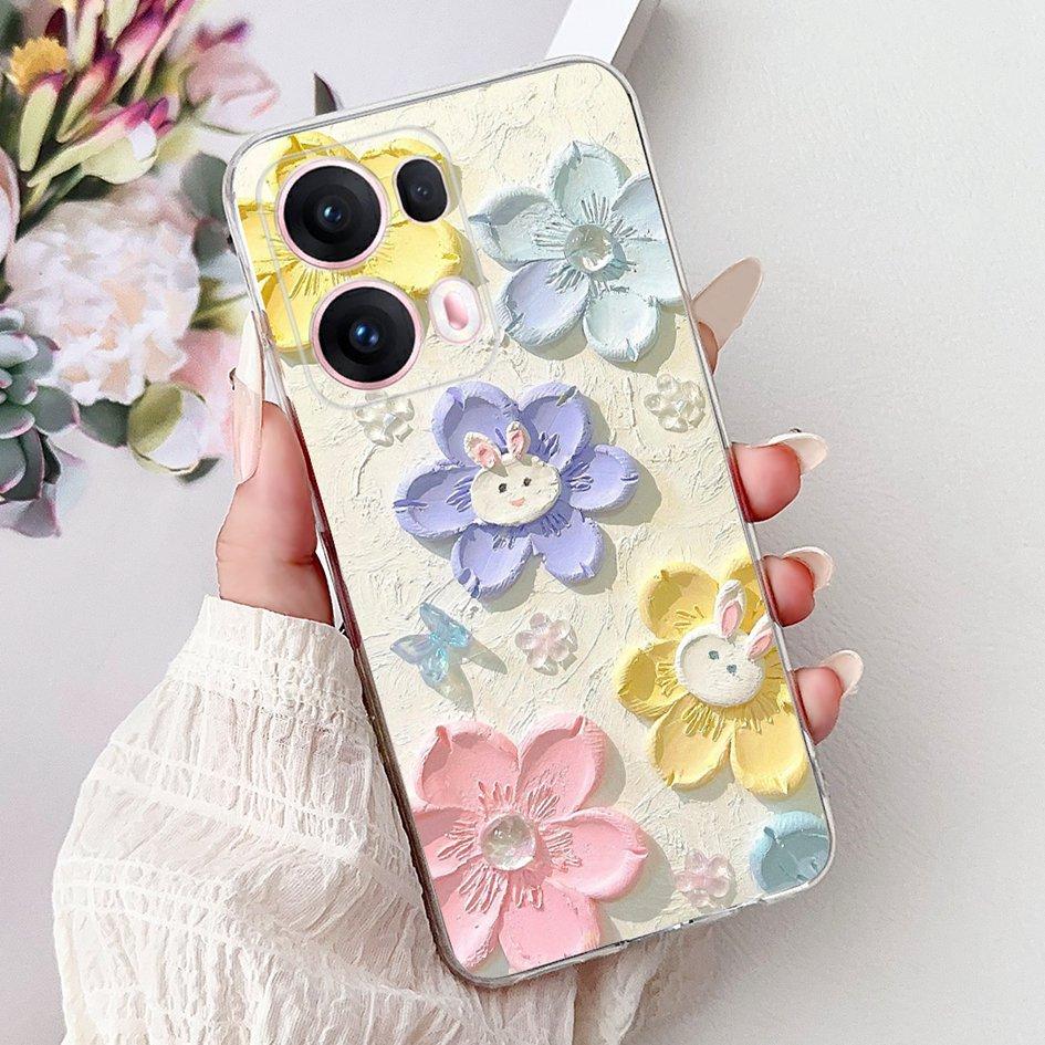For OPPO Reno13 Pro 5G Case CPH2697 Fashion Flower Butterfly Soft Silicone Phone Cover For OPPO Reno 13 CPH2689 Reno13Pro Bumper