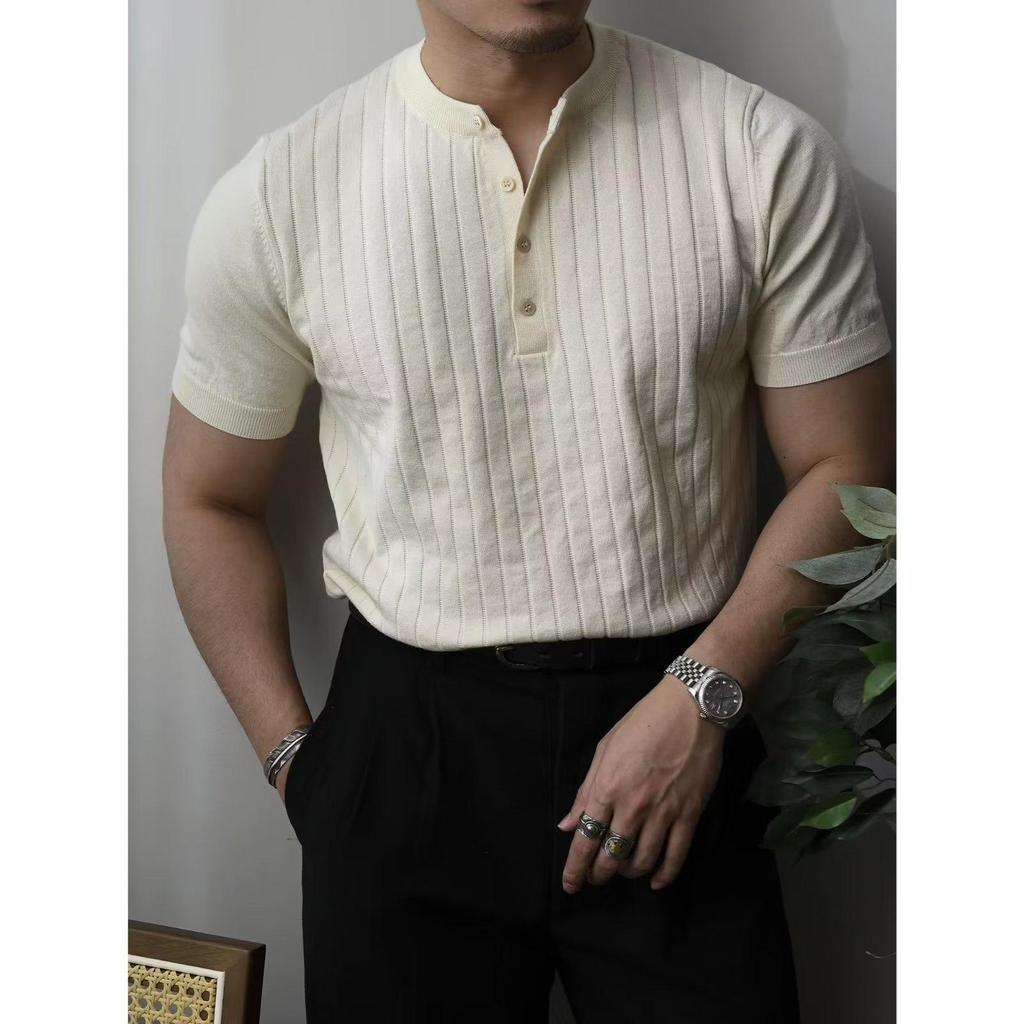 Polo cu mânecă scurtă pentru bărbați, la modă 2023, culoare uni