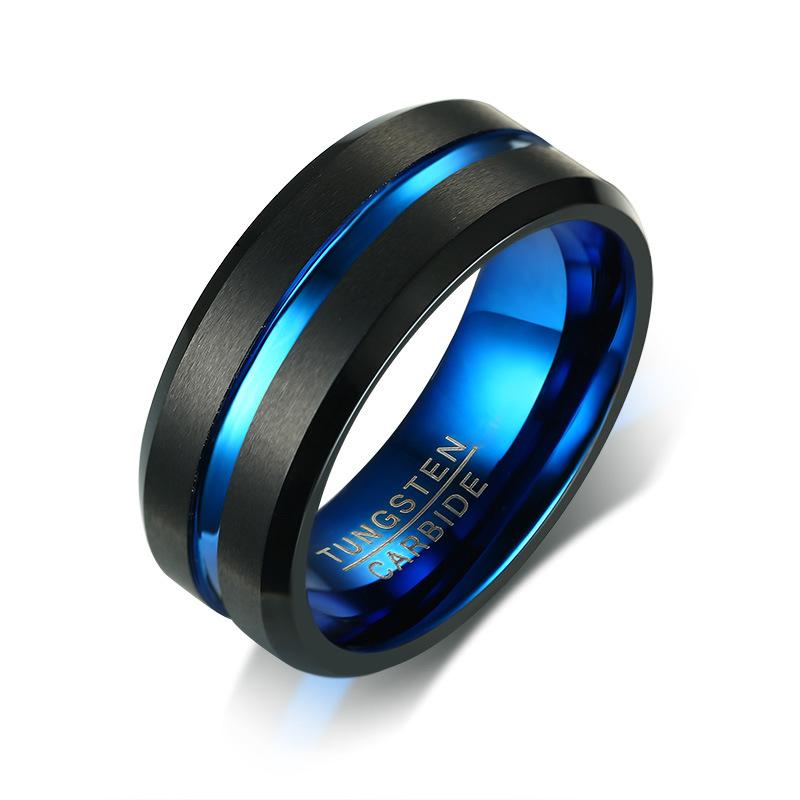 Vinterly Wolframkarbid Herrenringe Kratzfest 8mm Breit Linie Schmuck für Herren Luxus Einzigartig Party Hochzeitsringe