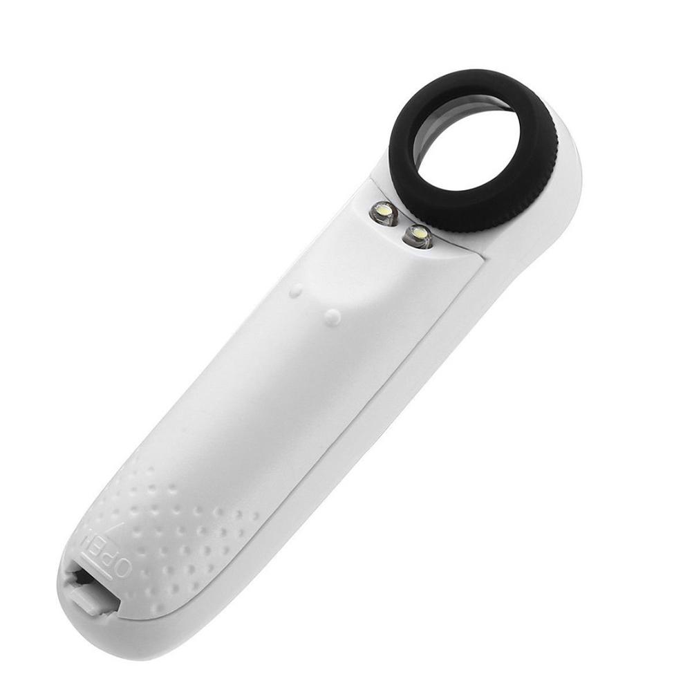 

40X Magnifying Glass with 2 LED Light for Inspect Maps Stamps Jewelry білий