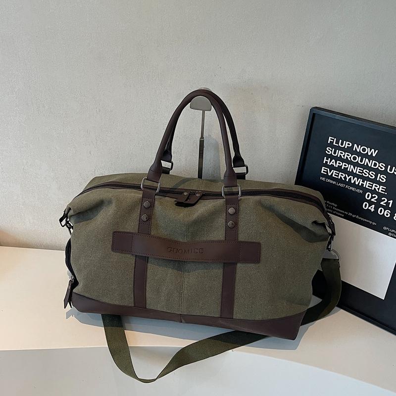 Retro Canvas Duffel Bag with Buckle Straps Large Capacity Travel Weekend Carry On Bag