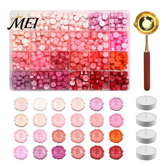 Wax Melting Spoon Seal Kit, with Beads And Candles Set, Artistic Set Stamp for DIY Crafting Wedding Invitations Tool