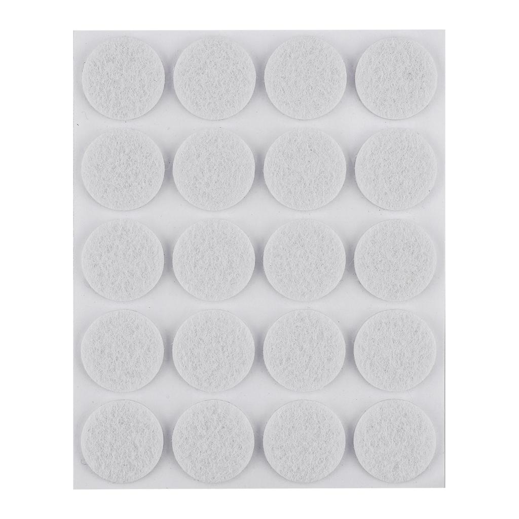 Podkładki filcowe okrągłe samoprzylepne, białe 20 mm, 20 szt.