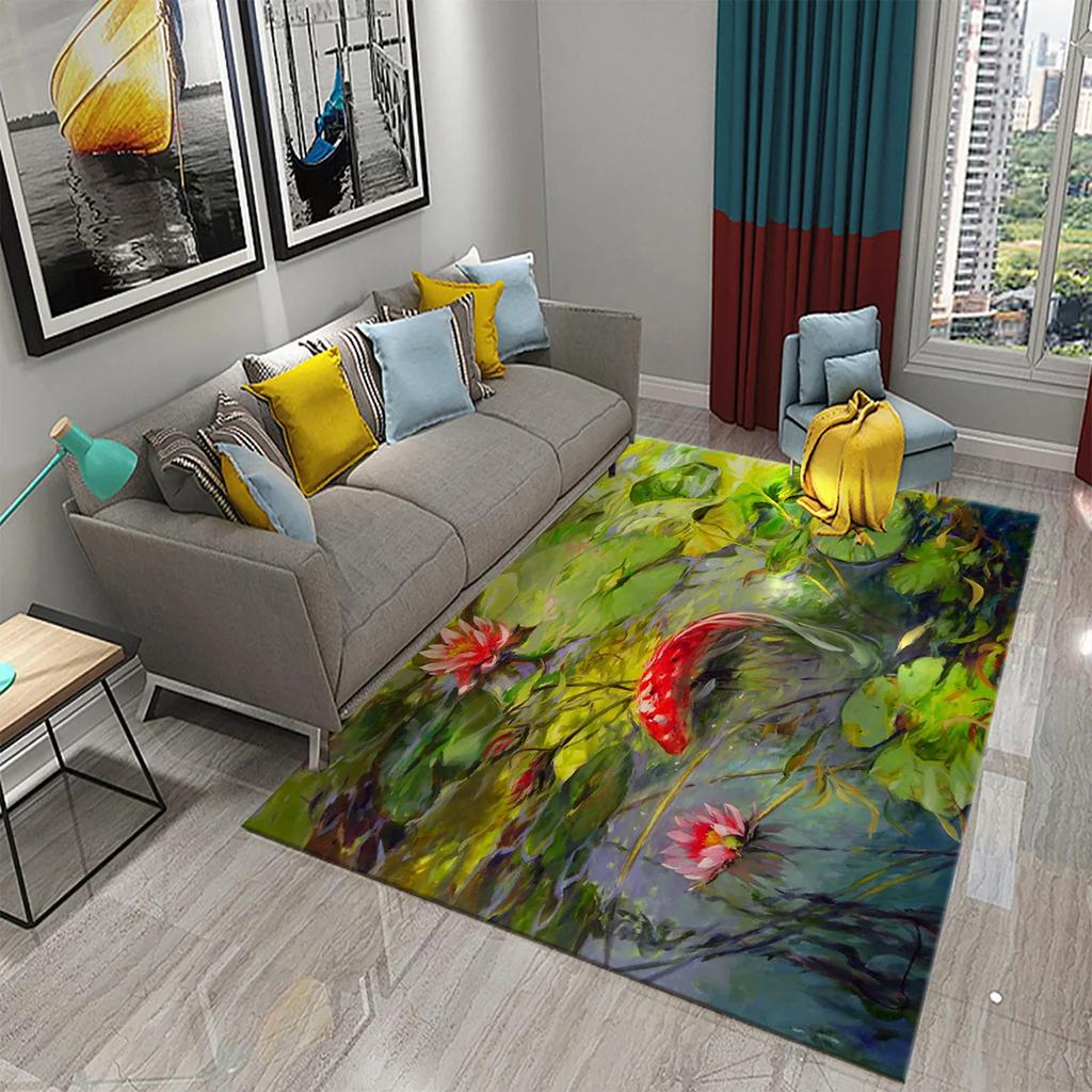 3D Water Lily Abstract Oil Painting Carpet for Bathroom Kitchen Anti-slip Doormat Rug Carpet Bedroom Living Room Decor Floor Rug