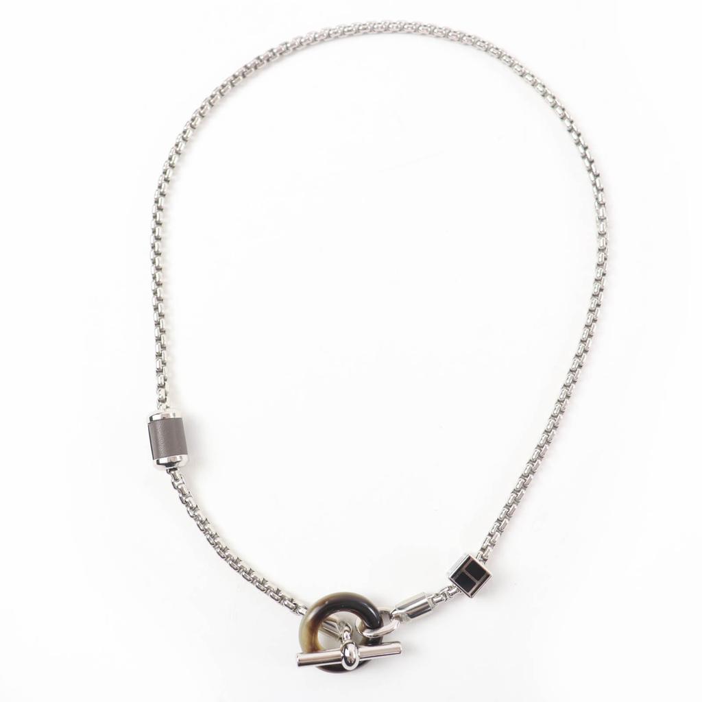 Excellent HERMES Necklace Meli Melo H logo Pendant Silver Women Used