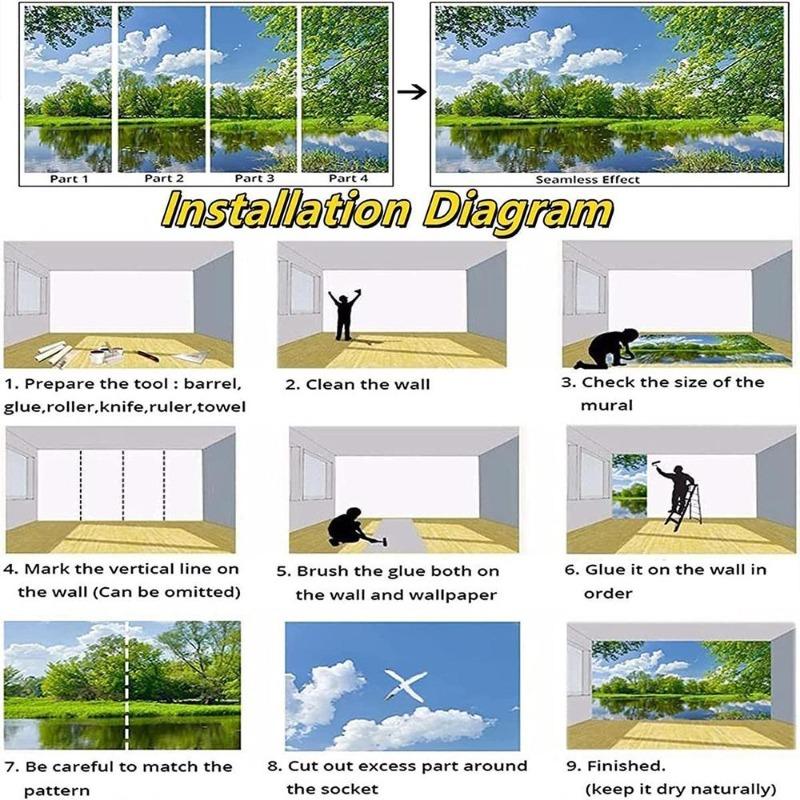 Crystal Clear Turquoise Mountain Lake Wall Mural Green Forest Wallpaper for Living Room Decor