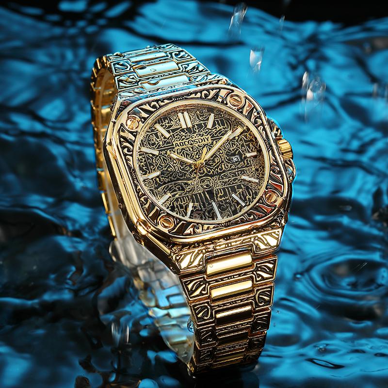 Vintage Men Quartz Watch Luxury Auto Calendar Specific Lines Stainless Steel Strap Wristwatch For Mans Analog