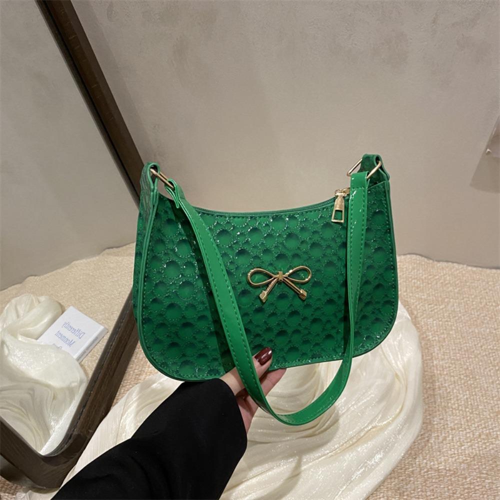 PU Leather Underarm Tote Bag Elegant Women Handbag Simple Bowknot Shoulder Bag  Work