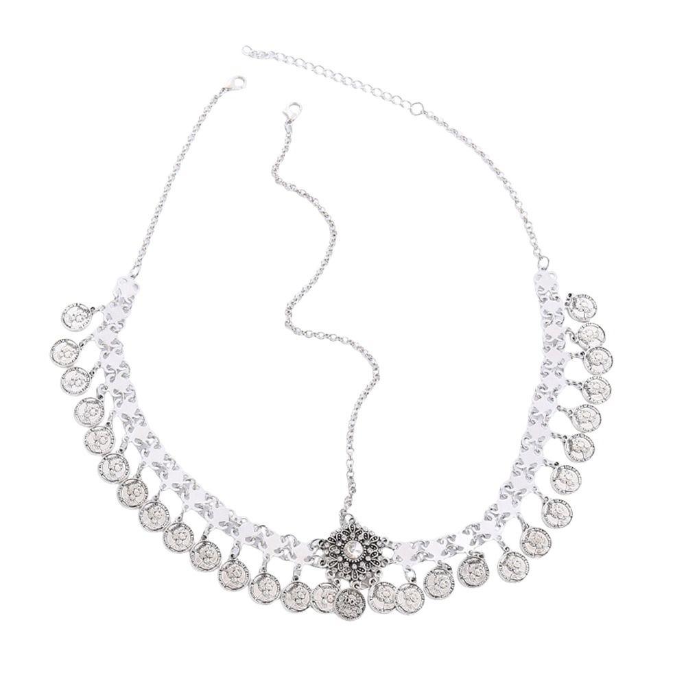 Vintage Diamond Embedded Forehead Chain Tassel Gold Silver Women's Headwear Ethnic Style Headwear Women