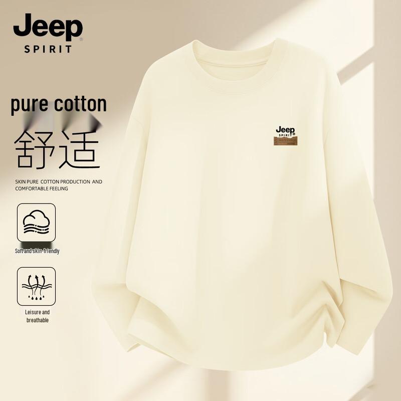

JEEP SPIRIT Men s 2026 Spring/Autumn Loose Fit 100% Cotton Long-Sleeve T-Shirt 2XL