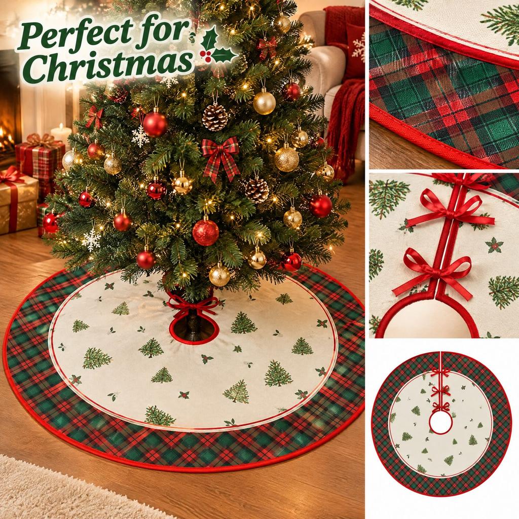 Round Christmas Tree Skirt for Holiday Tree Base Decoration and Display