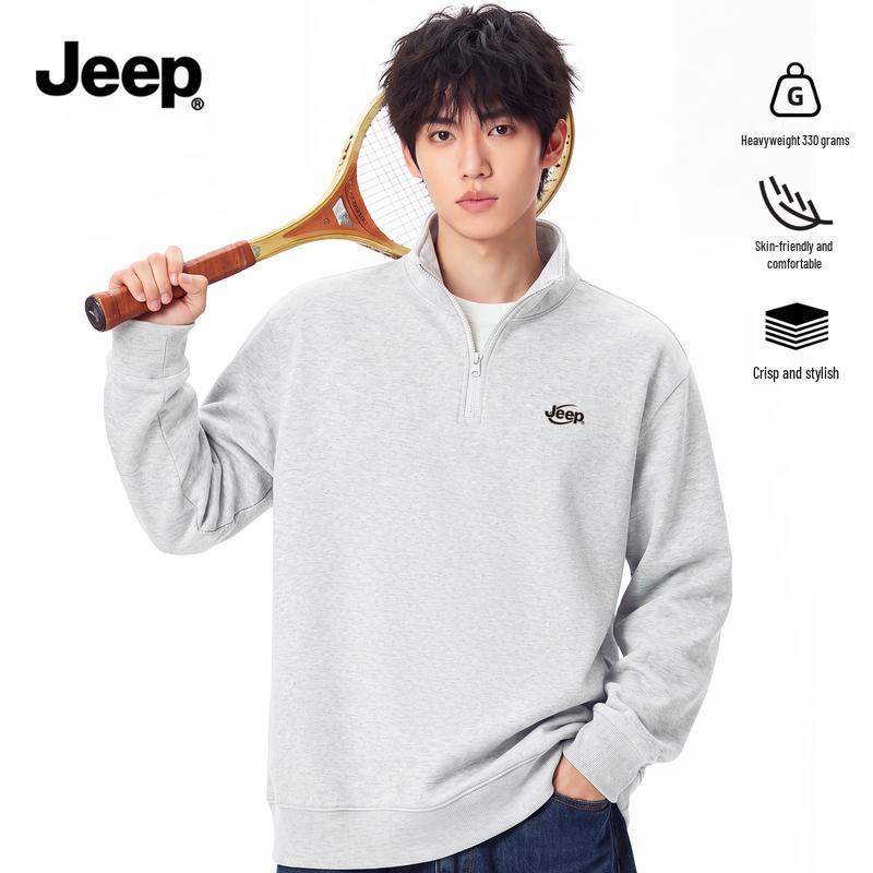 JEEP Men's Stand-Collar Heavyweight Long-Sleeve Sweatshirt