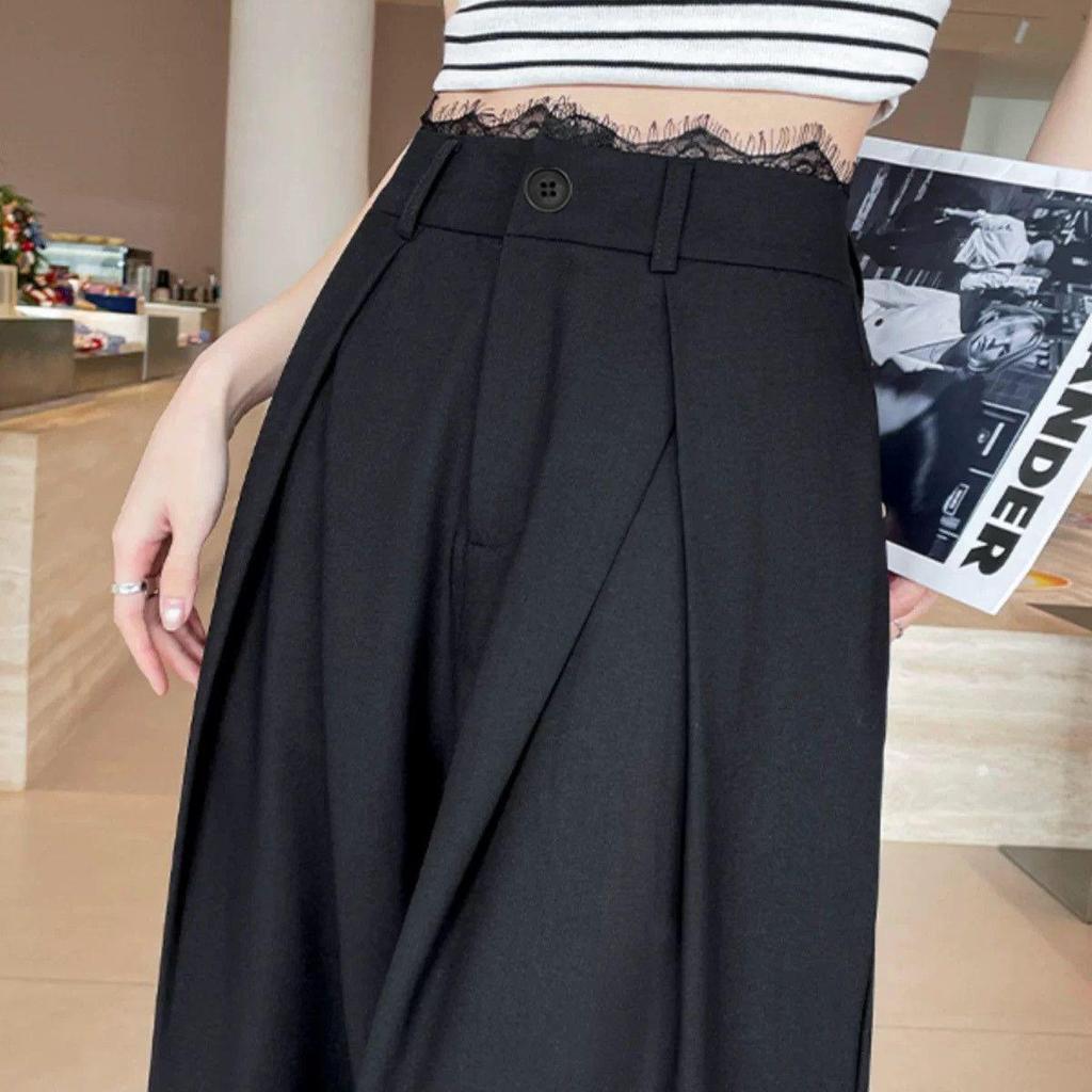 2026 Spring/Autumn High Waist Lace Suit Straight-Leg Pants