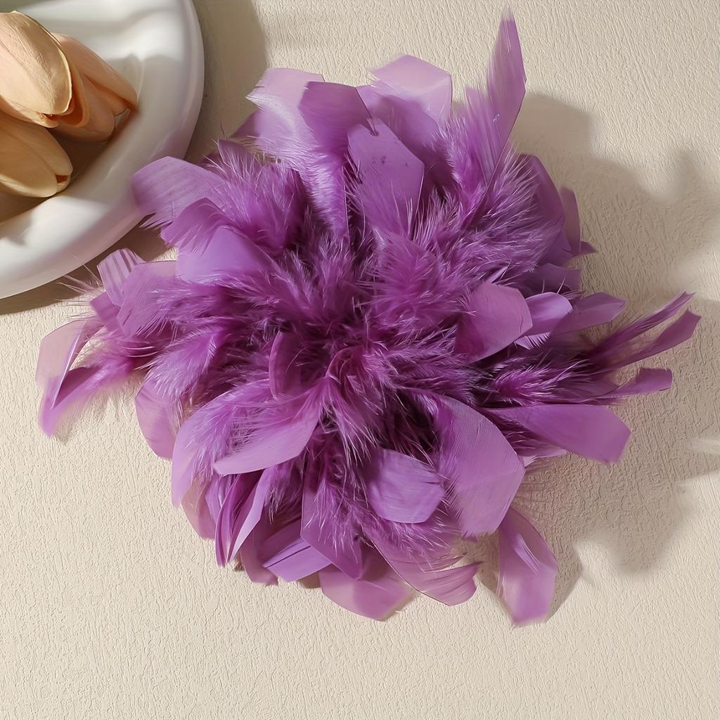 1pc OOQ French Vintage Feather Flower Brooch - Elegant Burgundy Floral Pin, Women's Party Wedding Everyday Jewelry Gift for Valentine's Day, Christmas