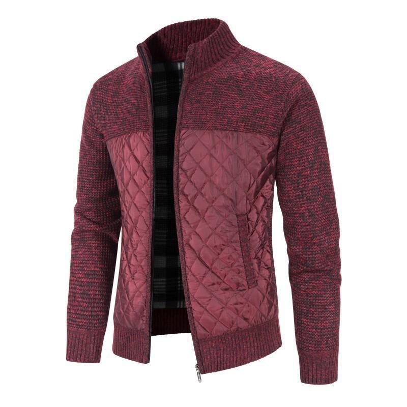 

Чоловічий в язаний кардиган пальто осінь зима корейська версія Slim Fit Модний светр з довгим рукавом Верхній одяг L рожевий червоний колір