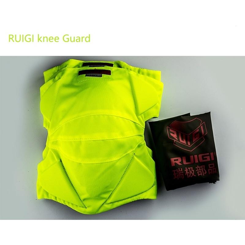 RUIGI Motorcycle Knee Guard Removeable Washable Kneelet Knee Pads CE Fluorescent Green Reflective Labels Knee