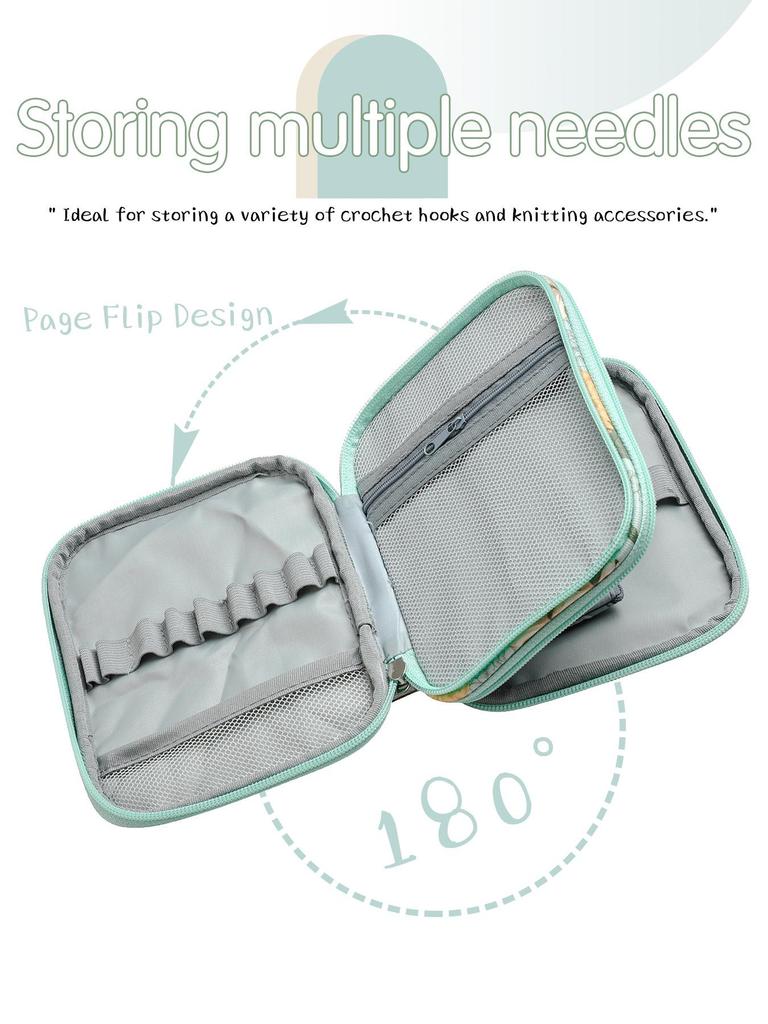 Dwuwarstwowa zapinana na zamek torba szydełkowa na narzędzia dziewiarskie