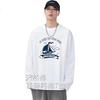 Men's Long-Sleeve T-Shirt, 220g Heavyweight, Spring 2026 Trendy Round Neck Top, Loose-Fitting Long Tee for Men, White, Size M