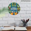 2D Flat, 1pc Round Happy Father's Day Aluminum Hanging Sign, Tool Apron Plaid Design, Durable Metal Wall Decor, Perfect for Dad Gift, Home, Bar