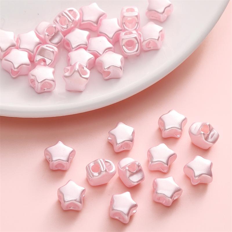 Handmade Beads Acrylic Color Plated Bead Light Pentagram Four-way Beads Loose Beads Handmade Diy Hand String Beads Accessories Materials Accessories