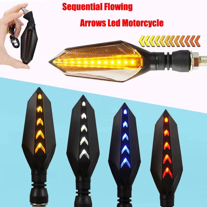 Motorcycle Turn Signal LED Indicator Blinker Light White Amber DRL Arrows LED Sequential Flowing 12V 10mm For Honda For Yamaha