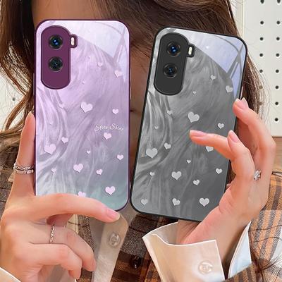 Gradient Love White For Honor 200 90 8X 9X Pro Lite P50 P40 Nova 10 11i P60 Magic4 6 Mate 20 50 Tempered Glass Phone Case